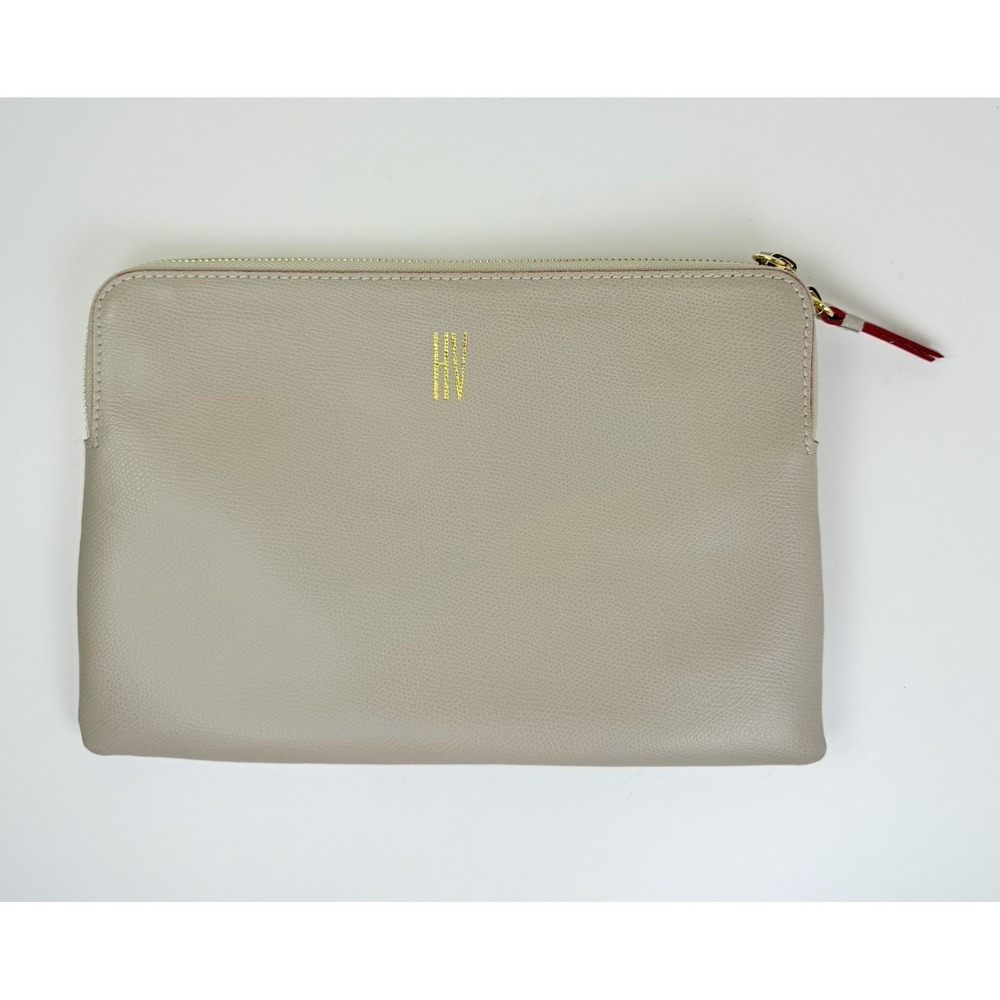 Mark & Graham Everyday Italian Leather Zipper Pouch Blush Monogram VH Italy